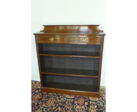 A two drawer Edwardian mahogany bookcase with upstand - Height 1.34cm x Width 1.2 m 