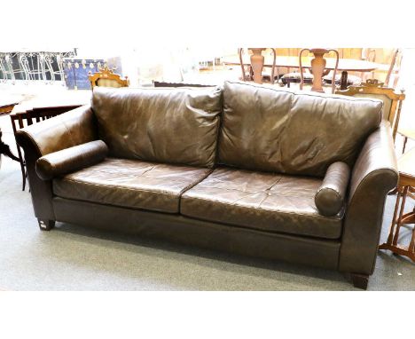 A Brown Halo Three Seater Leather Sofa, designed by Timothy Oulton