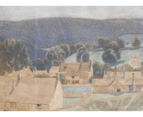 Norman Wilkinson of Four Oaks (1882-1934)Rural village scene with woodland beyond Signed and dated 1913, watercolour, 25.5cm 