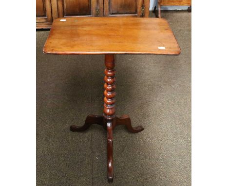 A 19th Century Mahogany Snap Top Table, on bobbin turned pedestal over tripod base, 52cm by 34cm by 67cm