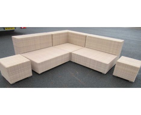 Dedon: A Wicker Effect Five Piece Garden Set, comprising: A Corner Sofa, in three sections, each seat section measuring 110cm