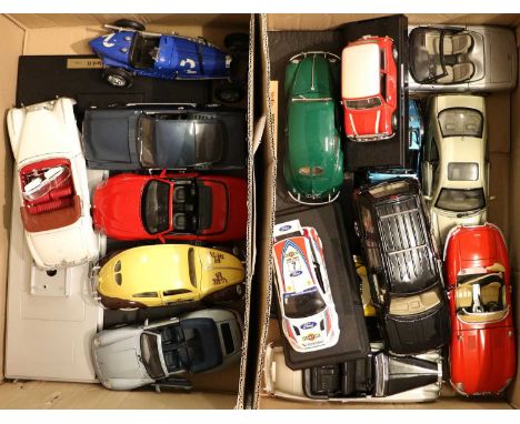 Various 1:18 Scale Models including E-type Jaguar, Morgan, Mini, Rolls Royce and others (unboxed) (16)