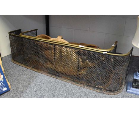 Two early 20th century spark guards; together with a group of 20th century and later fire tools, including a set of steel exa
