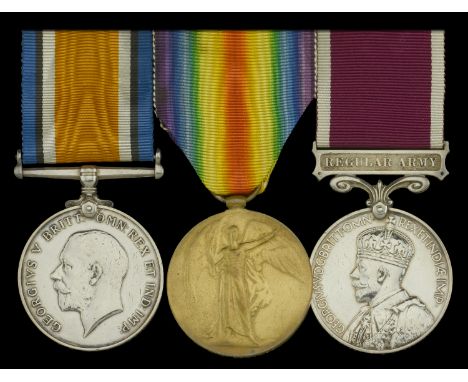 Three: Company Sergeant Major E. J. Bennett, Somerset Light Infantry  British War and Victory Medals; (30478 Cpl. 30478 E. J.