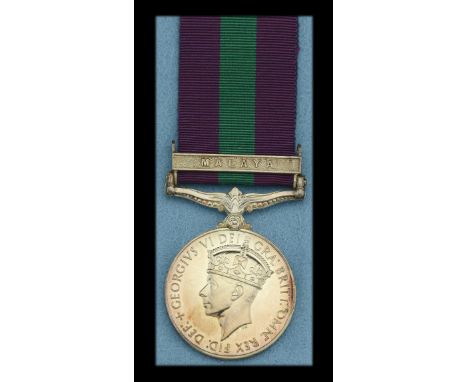 General Service 1918-62, 1 clasp, Malaya, G.VI.R. (Fg. Off. G. A. Ironside. R.A.F) mounted for display on card, with named ca