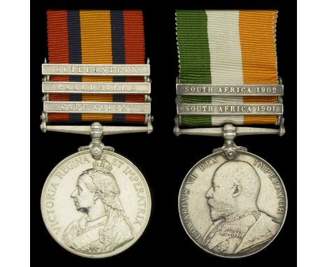 Queen’s South Africa 1899-1902, 3 clasps, Cape Colony, Paardeberg, Driefontein (3538 Pte. H. Smith. 2-R. Highrs.) a later off