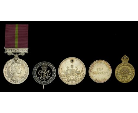 Specimen Medal: Army L.S. & G.C., E.II.R., 2nd issue, Australia; together with an Australian silver medal for Loyal Service, 
