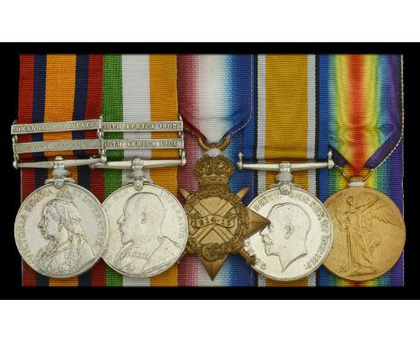 Five: Lance-Corporal B. Parry, Imperial Yeomanry, later Military Mounted Police  Queen’s South Africa 1899-1902, 2 clasps, Ca