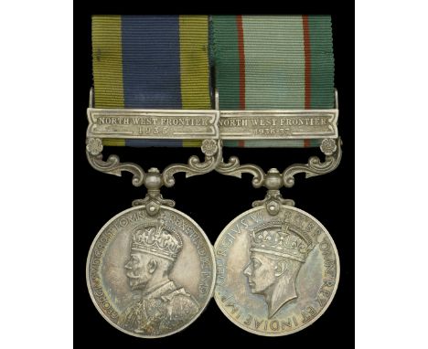 Pair: Private A. E. Rutter, Hampshire Regiment  India General Service 1908-35, 1 clasp, North West Frontier 1935 (5495259 Pte
