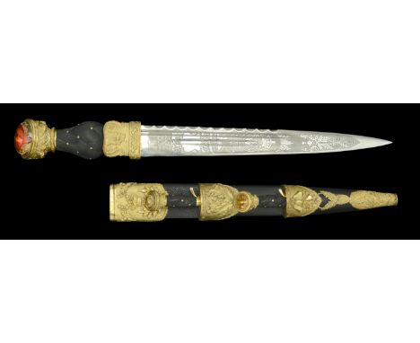 Queen’s Own Cameron Highlander’s Officer’s Dirk. A fine gilded example made by Henry Wilkinson with a steel 280mm blade etche