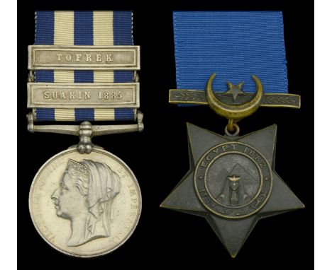 Pair: Leading Seaman E. Wilson, Royal Navy  Egypt and Sudan 1882-89, dated reverse, 2 clasps, Suakin 1885, Tofrek (E. Wilson.