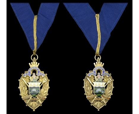Sheriff’s Badge of Office for Poole, Dorset (2), both 75mm x 45mm, silver-gilt and enamel, hallmarks for Birmingham 1936 and 