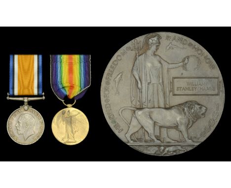 Pair: Private W. S. Harris, 3rd Regiment, South African Infantry, who was killed in action on the Western Front on 20 Septemb