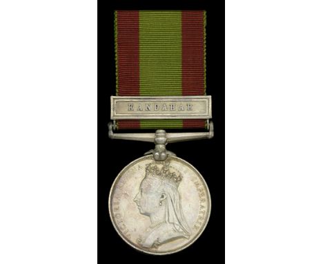 Afghanistan 1878-80, 1 clasp, Kandahar (Jemr. Debu Gurung 5th. Goorkha Regt.) suspension claw loose, light contact marks, ver