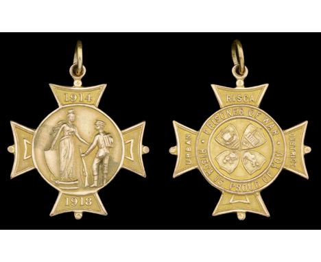 Risca, Monmouthshire, Returned Prisoners of War Cross 1914-19, 33mm, gold (9ct., 11.90g), the obverse depicting Britannia gre
