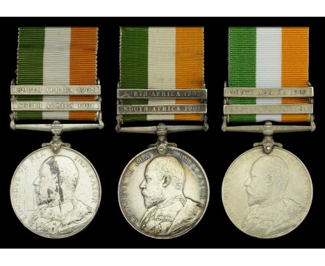 King’s South Africa 1901-02, 2 clasps, South Africa 1901, South Africa 1902 (3265 Serjt: G. Scoon. Rl: Dublin Fus:); together
