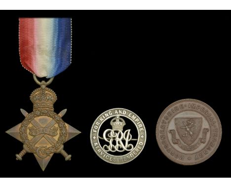 1914-15 Star (1158 Pte. M. R. W. Williams. R.W. Fus:); together with a Silver War Badge (233596); and a Montgomeryshire Imper