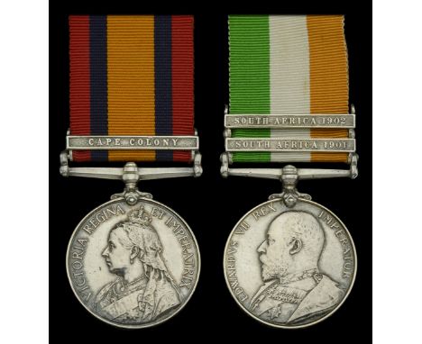 Pair: Private W. Corfield, Somerset Light Infantry  Queen’s South Africa 1899-1902, 1 clasp, Cape Colony (572 Pte. W. Corfiel