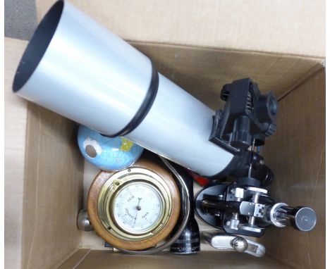 A microscope, barometer, telescope, torch, flask, magnetic globe, etc. **PLEASE NOTE THIS LOT IS NOT ELIGIBLE FOR POSTING AND