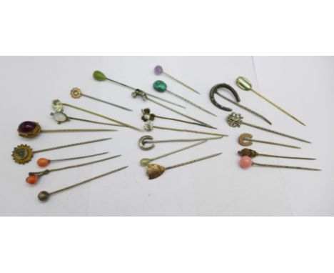 Twenty-three stick pins 