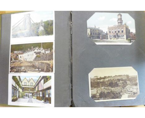 Postcards; vintage postcard collection in period album (82 cards) 
