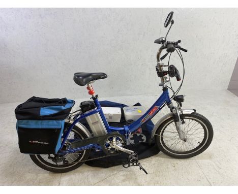 Electric bike by Axcess Shetland.  Folding electric bike with extras to include panier saddlebags and protective cover with c