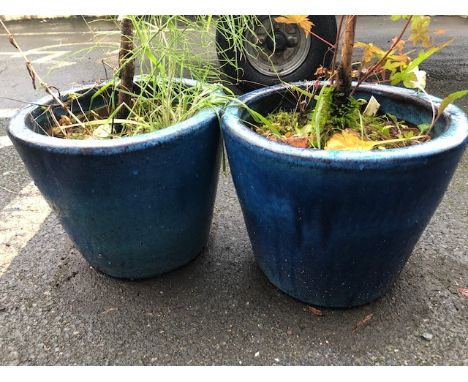 Collection of ceramic and glazed garden pots (2)