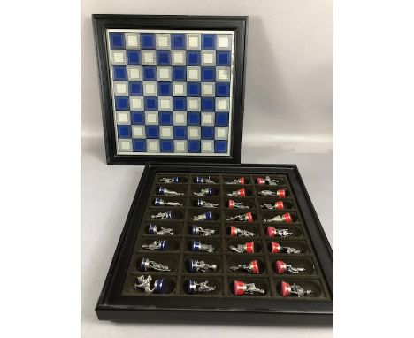 Modern chess set with weighted metal pieces 