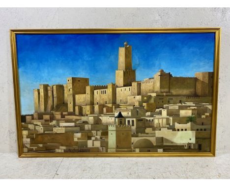 Contemporary art , original  Acrylic painting Sousse Tunisia once a great Phoenician port,  commissioned from and  painted by