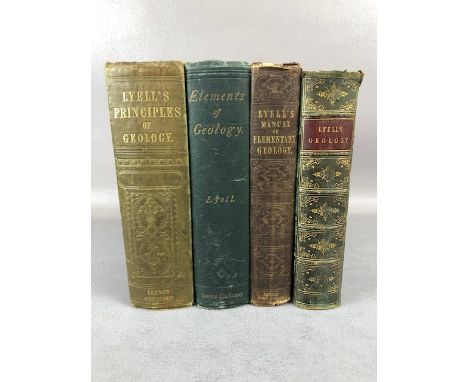 Antique books on geology,  Lyell,s Principles of Geology 1853, Manual of Elemental Geology 1851, Geology 1865, elements of Ge