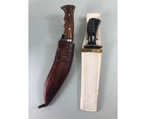 Military interest, Early issue  British Bayonet for the SA80 in parade scabbard, and a modern Kukri style survival knife