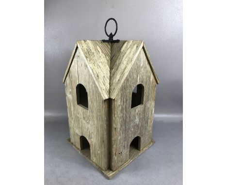Folk art wooden dovecote, approx 42cm in height 