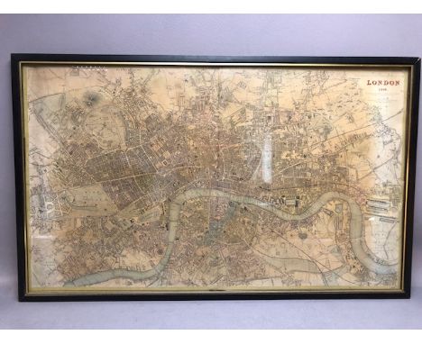 Map of London 1846 by R R Davies in vintage frame approximately 69 x 43 cm (inc Frame)