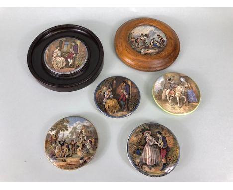 STAFFORDSHIRE POT LID POTLID PRATTWARE: Selection of 19th century Prattware potlids various (potlid pot lid pratt prattware) 