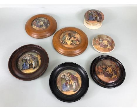 STAFFORDSHIRE POT LID POTLID PRATTWARE: Selection of 19th century Prattware potlids various (potlid pot lid pratt prattware) 