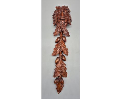 A vintage Carved Green man wall plaque signed DR [54cm]