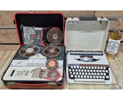A Vintage GEC Reel to reel in fitted display box together with  Brother Deluxe 900 typewriter 