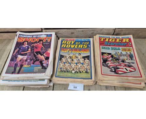 A collection of vintage 1970s  football magazines ; Shoot!, Roy of the Rovers &amp; tiger