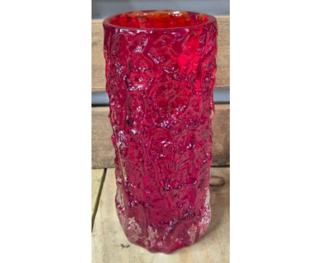 A Vintage White Friars red bark vase. [19cm high] 