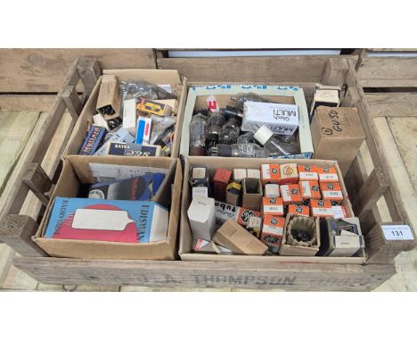 A Crate of vintage radio valves; Edison, Osram, Mullard and G.E.C and many more makes.