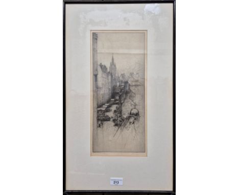 Framed Etching "The Green" signed Alex Fraser [59x34cm frame]