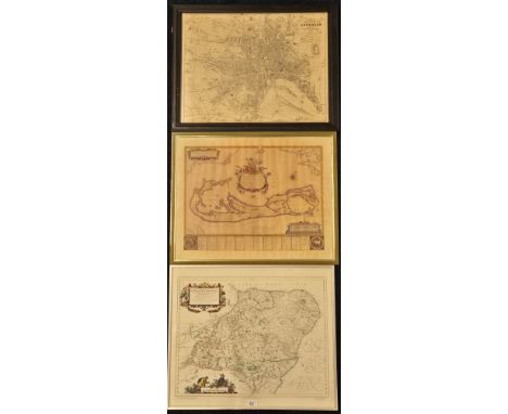 A collection of three vintage framed Maps of Aberdeenshire Scotland &amp; Bermuda map printed By John Bartholomew, prepared b