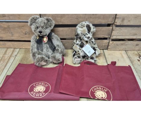 A collection of two vintage Charlie bears named "Gracie" &amp; "Crumpet" with display bags