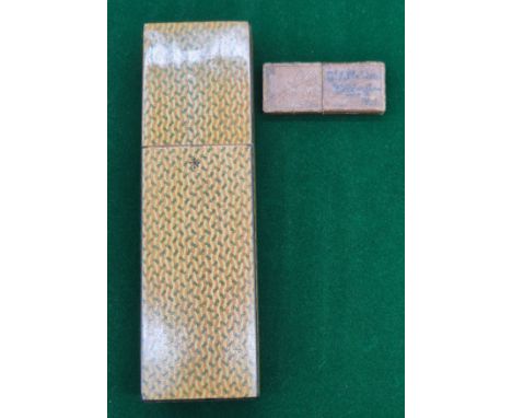19th century Mauchline ware Razor holder box together with antique manicure set in fitted leather case. 