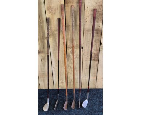 A collection of antique &amp; vintage golf clubs; Thorton &amp; Co Ltd Edinburgh, Special mashie James Gourlay hickory shafte