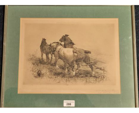 19th Century Etching ‘A Plough Team’ After Thomas Blinks (1860-1912) [by Arthur Rayner 20th September 1886] 