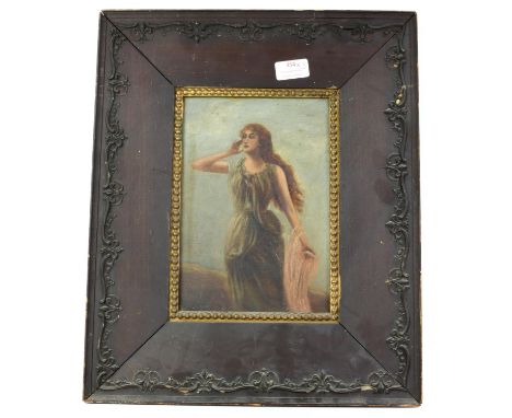 Pictures, to include oil painting depicting a young woman in a green dress, 24 x 16cm, framed, contemporary print depicting a