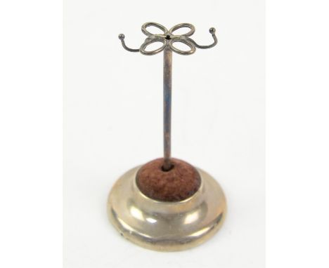Silver ring tree and pin cushion by Arthur J Smith, Birmingham, 1911