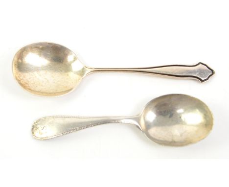 Georg Jensen silver caddy spoon and another silver caddy spoon by CB & S, Sheffield, 1939