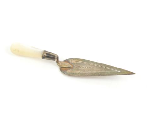 Novelty silver bookmark in the form of a trowel